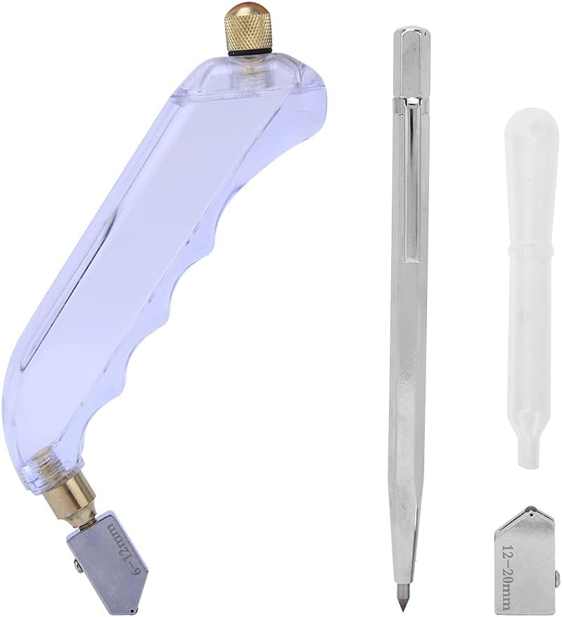 أداة قطع الزجاج من فولاذ التنغستن مع مجموعة أدوات بقدرة قطع من 6 إلى 20 مم وقلم أنبوب الشفط - Image 2