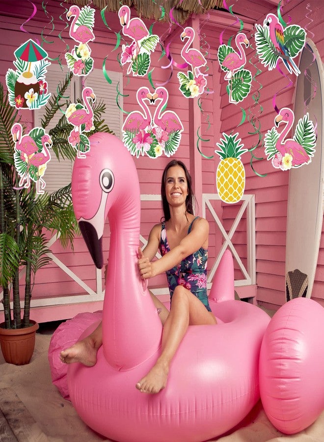 ABURRORI 52 Pcs Flamingo Party Hanging Swirl Decorations, Hawaii Luau Pink Flamingo Party Hanging Swirl Tropical Aloha Decorations for Flamingo Birthday Party Supplies Decorations - Image 4