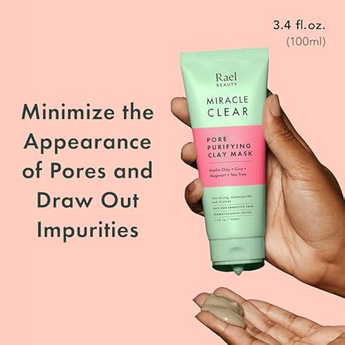 Rael Face Mask, Miracle Clear Clay Mask – Deep Pore Cleanser with Tea Tree & Gentle Exfoliation for Blackheads, Korean Skin Care (3.4 fl oz) - Image 2