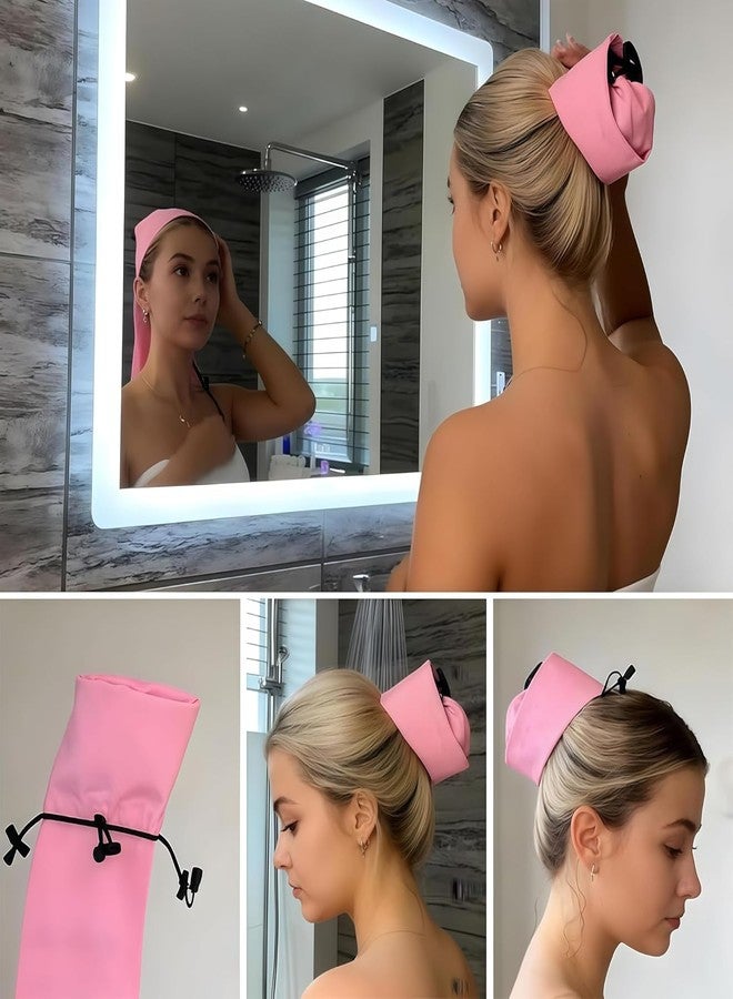 squishy Shower Cap for Women Reusable, Waterproof Shower Cap, Pink Hair Accessory for Long Hair, Travel Essential, Home Use - Image 4