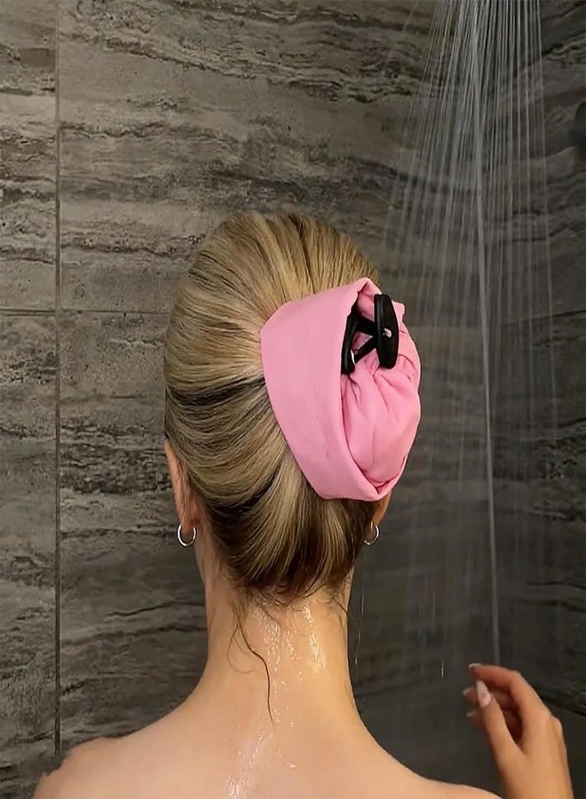 squishy Shower Cap for Women Reusable, Waterproof Shower Cap, Pink Hair Accessory for Long Hair, Travel Essential, Home Use - Image 3