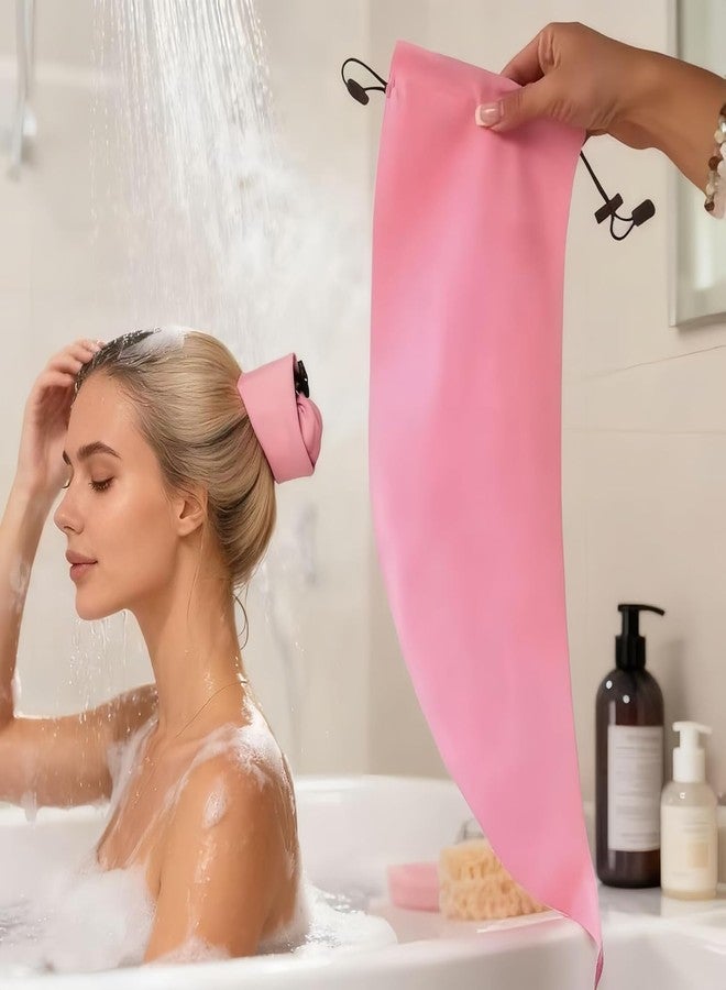 squishy Shower Cap for Women Reusable, Waterproof Shower Cap, Pink Hair Accessory for Long Hair, Travel Essential, Home Use - Image 5