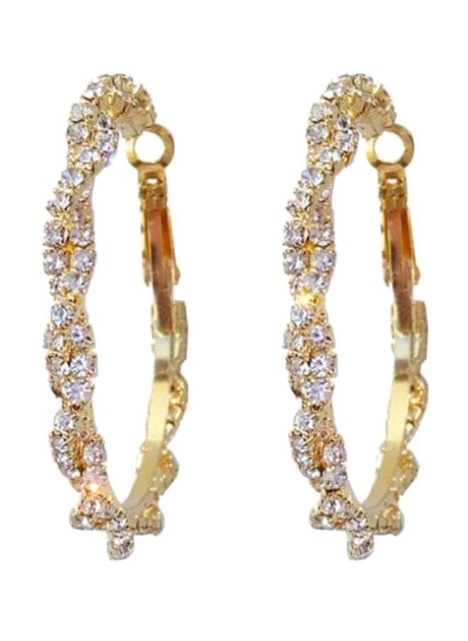 NIBEMINENT - Stone Studded Hoop Earrings - Image 1