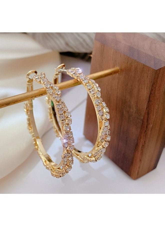 NIBEMINENT - Stone Studded Hoop Earrings - Image 1