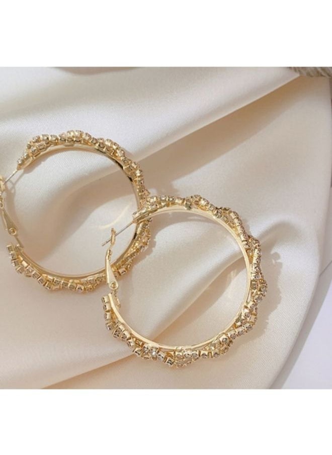 NIBEMINENT - Stone Studded Hoop Earrings - Image 1