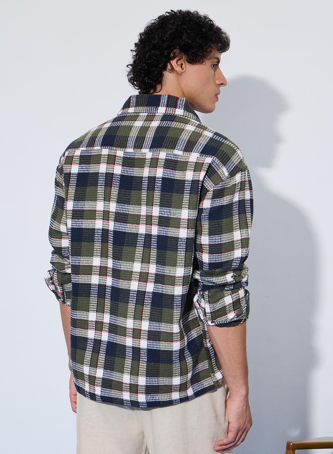 ذا سوليد ستور قميص فلانيل بنمط مربعات ونقشة بارزة - Image 3