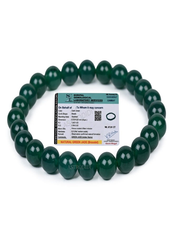 ASTRODIDI Natural Certified Green Jade Stone Bracelet for Money, Success & Positive Energy | Original Reiki Feng-Shui Healing Crystal Gemstone Bracelet for Men and Women - Image 1