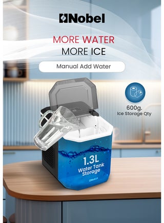 Ice Maker, 12Kgs 25°C Ice Capacity Daily, 1.3L Water Tank Storage, Bullet Ice Cube Shape, Water Shortage Indicator,Infrared Sensor, LED Display, R600a Refrigerant 12 kg 100 W NIM15S Black - view 2