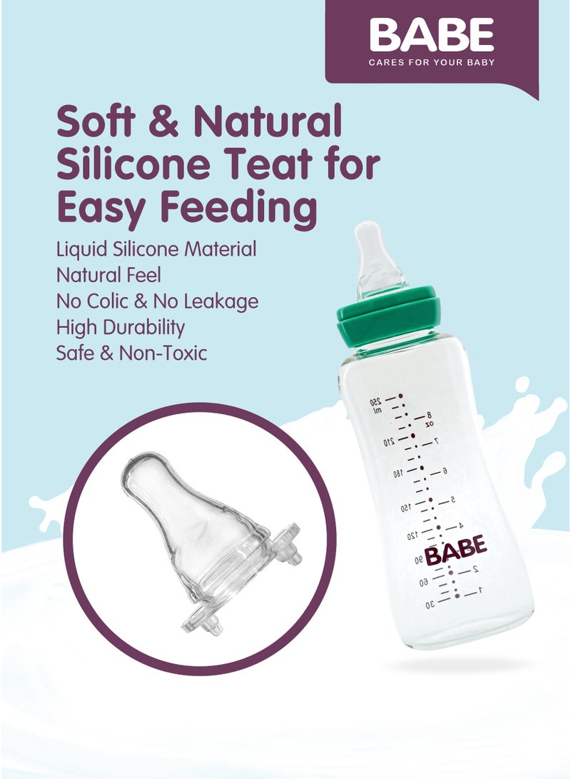 BABE - Baby Premium Glass BPA Free Feeding Bottle, 8oz / 250ml - Image 5