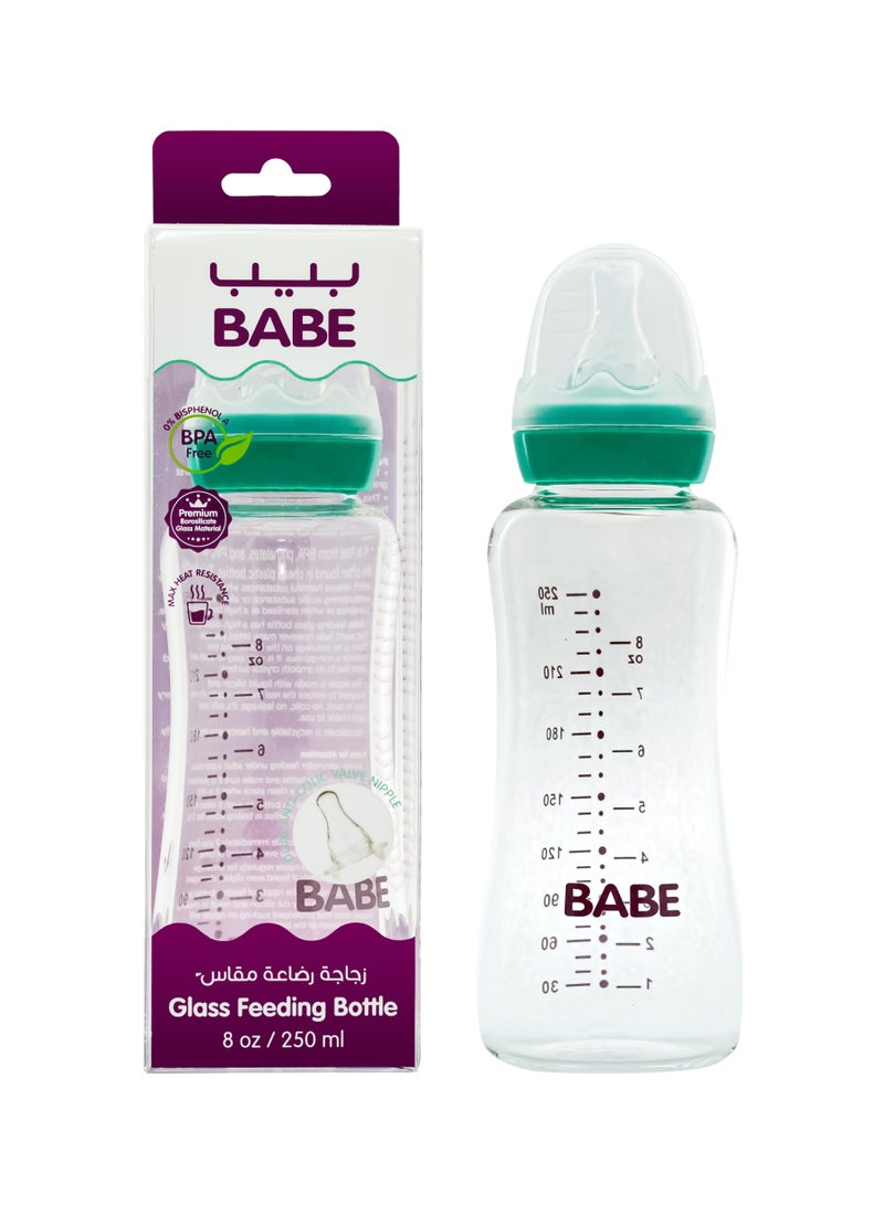 BABE - Baby Premium Glass BPA Free Feeding Bottle, 8oz / 250ml - Image 1