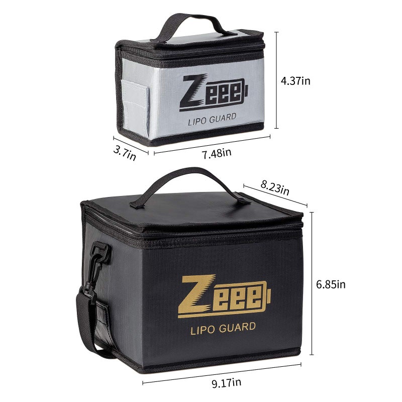 Zeee Lipo Bag Fireproof Battery Safe Bag Explosionproof Bag Lipo Battery Storage Guard Safe Pouch for Charge and Storage (2 Pack) - Image 2