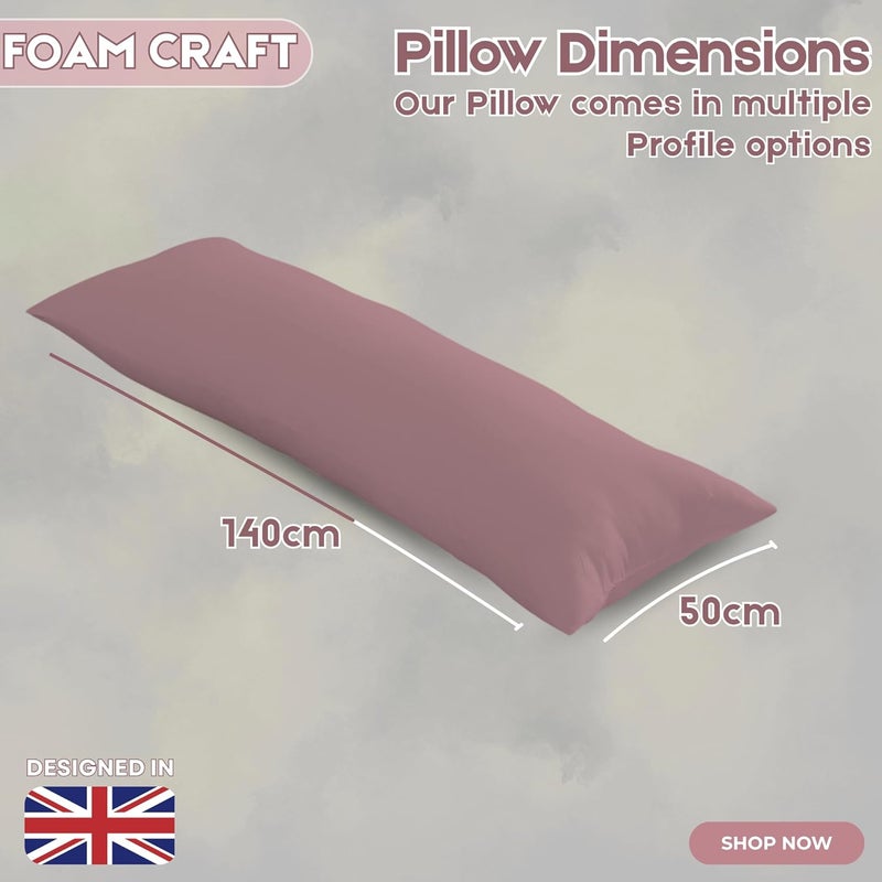 FOAM CRAFT® Full Body Long Pillow with Cotton Cover - 50 x 140 cm - Pink - Image 2