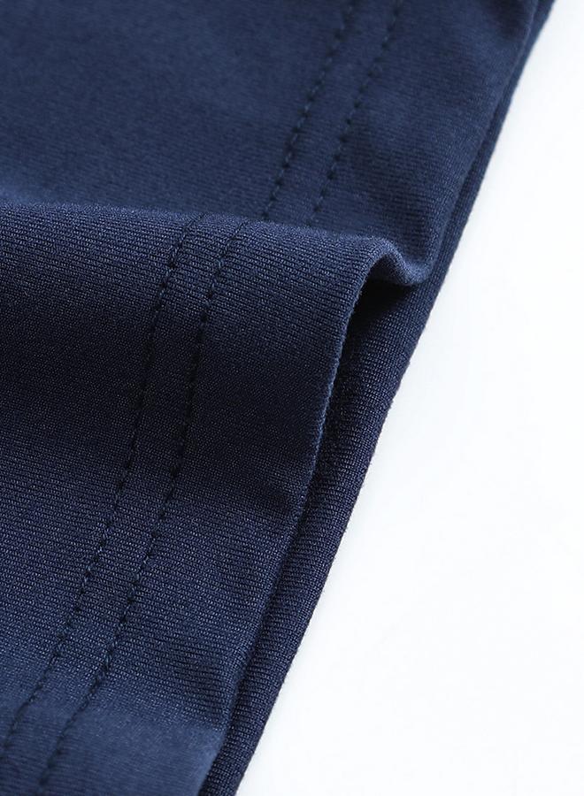 Take Two Men Dark Blue Solid Round Neck Tank and Shorts Co-Ords - Image 5