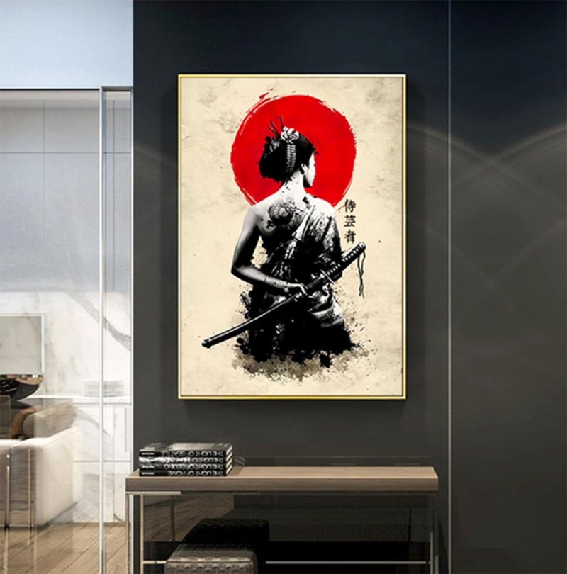 Japanese Bushido Poster Images, Samurai Ninja Japanese Figure Painting, Japanese Figures and Mount Fuji, Unframed, JP-08, 1 piece - 30 x 40 cm / 11.81 x 15.75 inches - Image 4