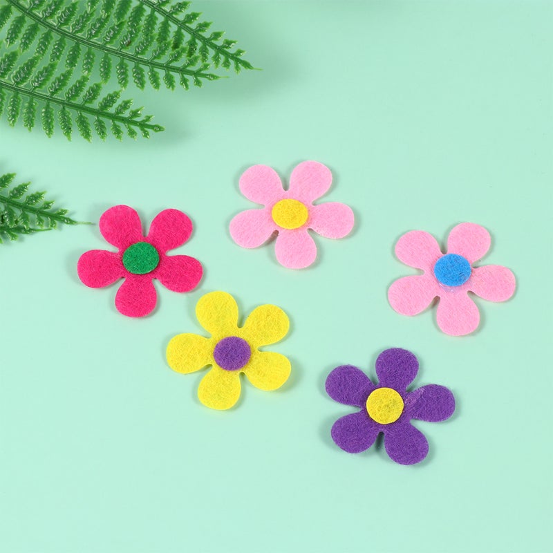 100pcs 2.8cm Handmade Flowers Non-woven Fabric Five-petal Flowers Felt Blossom Shape Plum Embellishments Fabric Supplies for DIY Crafts (Random Color) - Image 5