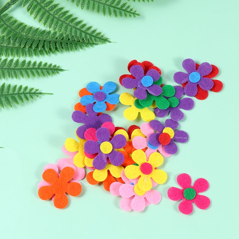 100pcs 2.8cm Handmade Flowers Non-woven Fabric Five-petal Flowers Felt Blossom Shape Plum Embellishments Fabric Supplies for DIY Crafts (Random Color) - Image 1