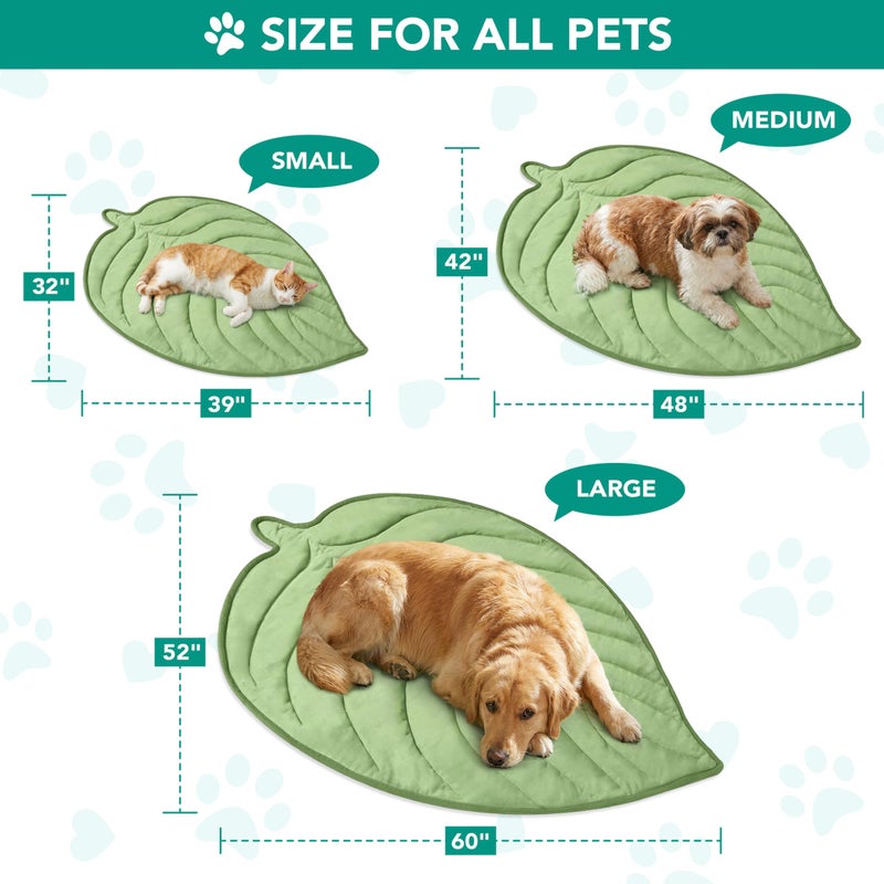 PetAmi Dog Cooling Mat, Leaf Shape, Reversible Cooling Nylon Blanket Soft Fleece Pet Pad for Dogs Cats, Summer All Season Use Q-Max>0.3, Small 32x39 in, Sage Green - Image 4