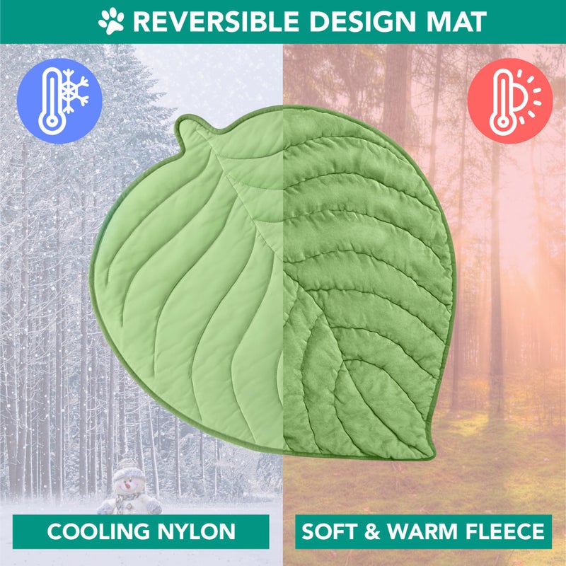 PetAmi Dog Cooling Mat, Leaf Shape, Reversible Cooling Nylon Blanket Soft Fleece Pet Pad for Dogs Cats, Summer All Season Use Q-Max>0.3, Small 32x39 in, Sage Green - Image 3