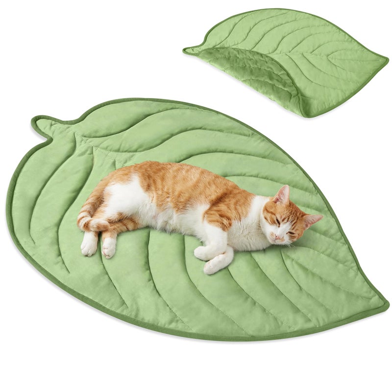PetAmi Dog Cooling Mat, Leaf Shape, Reversible Cooling Nylon Blanket Soft Fleece Pet Pad for Dogs Cats, Summer All Season Use Q-Max>0.3, Small 32x39 in, Sage Green - Image 1