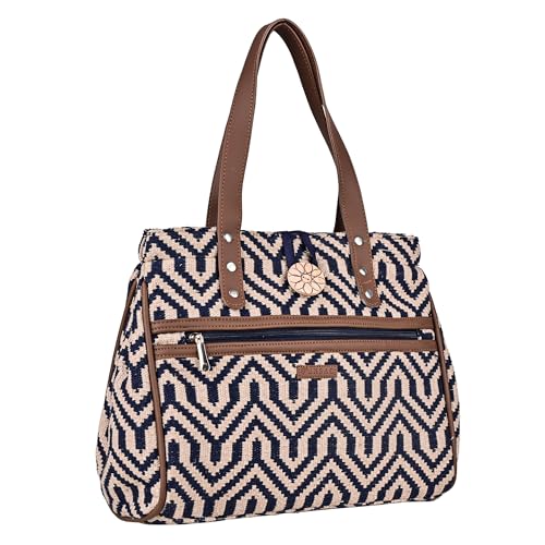 ENSAC Premium Cotton Tote Bag for Women, Stylish Handbag for women with Zip Closure | Fit for Office Bag, College, Travel Use | Handcrafted in India - Image 1