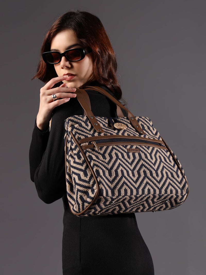 ENSAC Premium Cotton Tote Bag for Women, Stylish Handbag for women with Zip Closure | Fit for Office Bag, College, Travel Use | Handcrafted in India - Image 4