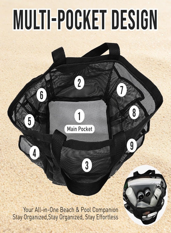 ASBEFORE Mesh Shower Caddy Portable, Shower Tote Bag for Dorm Room Essentials, 8 Pockets Large Shower Basket for College Gym Beach Camping (1, Black) - Image 5