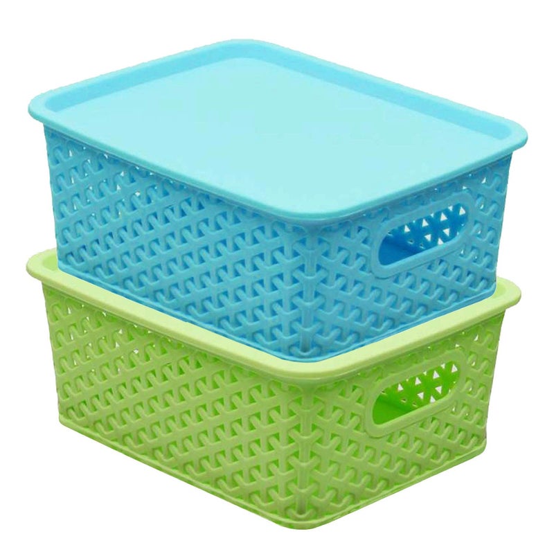 Kuber Industries Kuber Industries Fruit Basket For Dining Table|Plastic Basket For Storage With Lid|Kitchen Storage Baskets (Multi) - Image 1