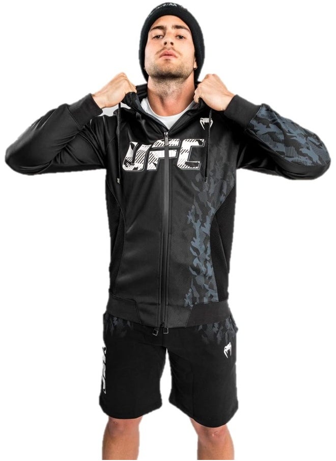 VENUM Venum mens Ufc Venum Authentic Fight Week Men's Zip Hoodie - Black Hooded Sweatshirt  - Image 1