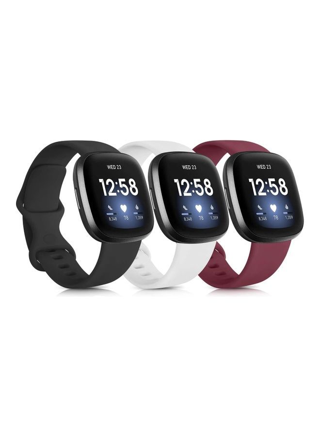 NIBEMINENT 3-Pack Replacement Silicone Band For Versa 3/Fitbit Sense Smart Watch Multicolour - Image 1