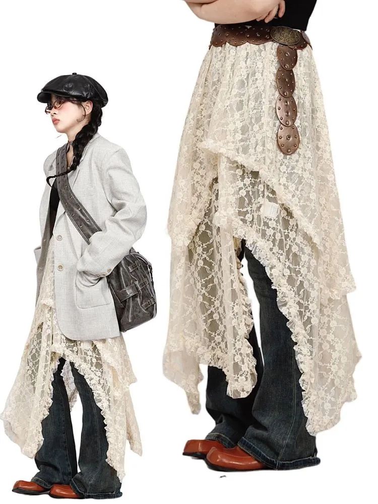 Women's Light Beige Lace Skirt - Image 1