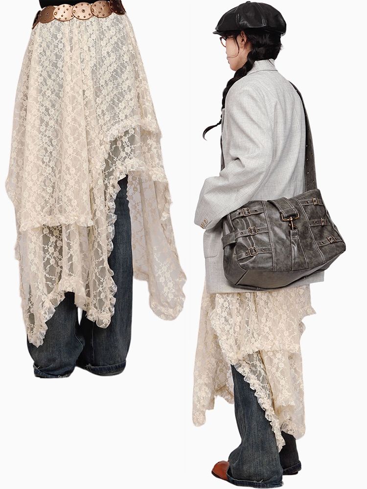 Women's Light Beige Lace Skirt - Image 2