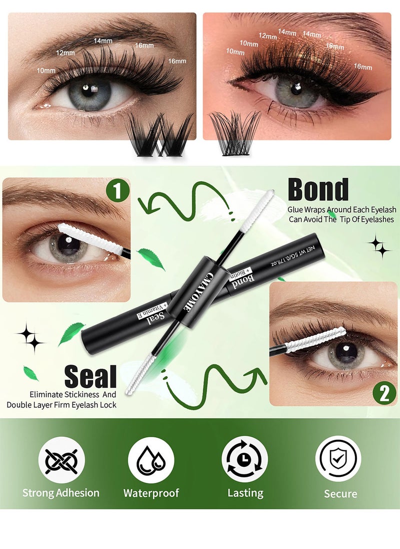 Bukela - False Eyelashes DIY Lash Extension Kit - Individual Cluster Lashes 554 Pcs, 6 Styles - Dense Natural Lashes with Tweezers, Glue & Remover - Reusable Eyelash Extension - Image 1