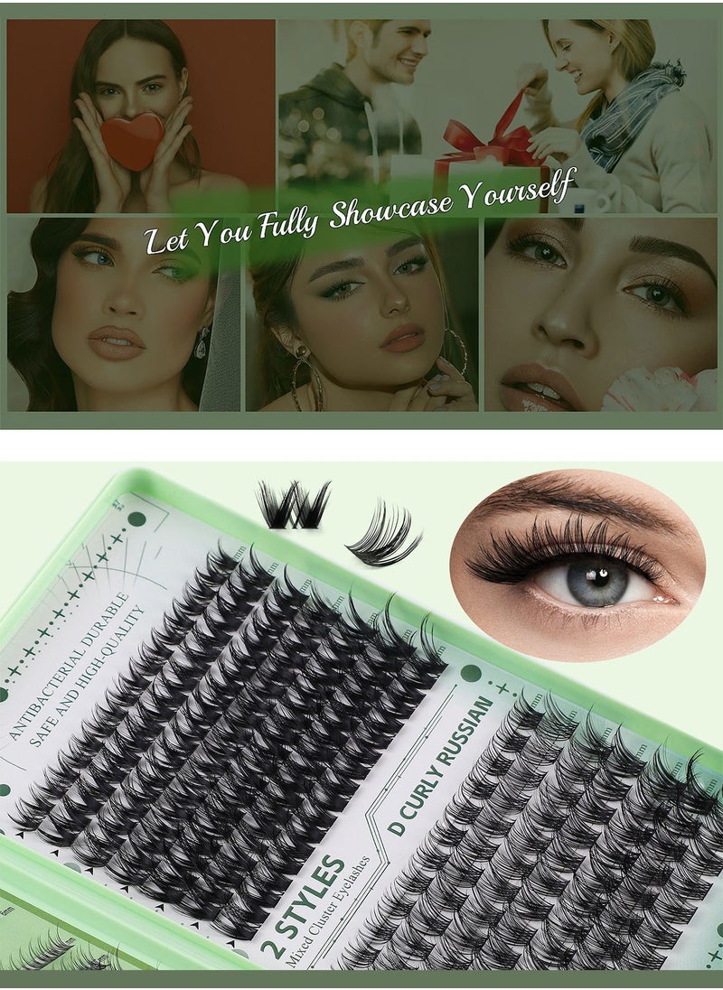 Bukela - False Eyelashes DIY Lash Extension Kit - Individual Cluster Lashes 554 Pcs, 6 Styles - Dense Natural Lashes with Tweezers, Glue & Remover - Reusable Eyelash Extension - Image 1