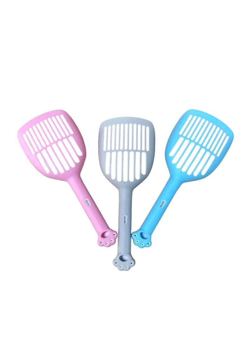 HAPPY PUSS - cat litter scoop, plastic cat litter pet shovel, durable pet poop scoop, with long and strong plastic handle, litter cleaning Tool, stylish pet accessories, cat paw design-blue color - Image 1