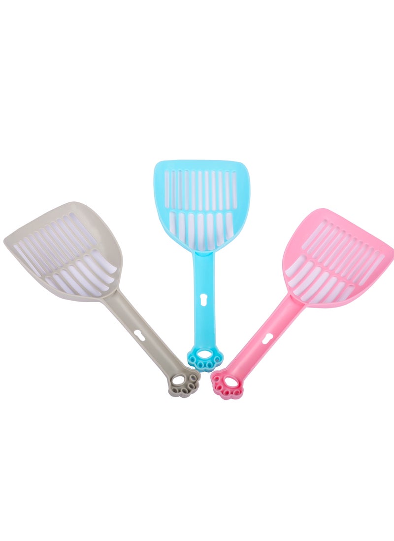 HAPPY PUSS - cat litter scoop, plastic cat litter pet shovel, durable pet poop scoop, with long and strong plastic handle, litter cleaning Tool, stylish pet accessories, cat paw design-blue color - Image 1