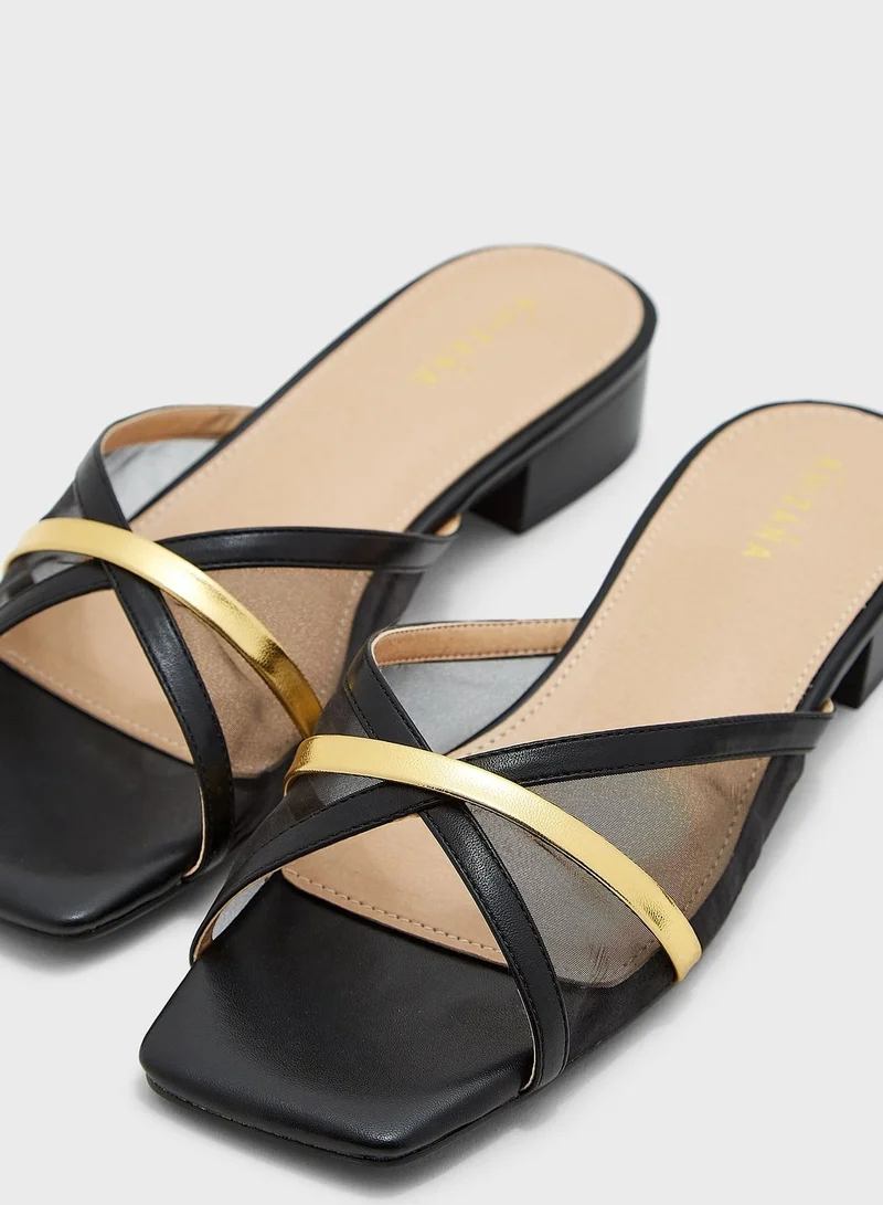 Khizana Sheer And Metallic Mule Sandal