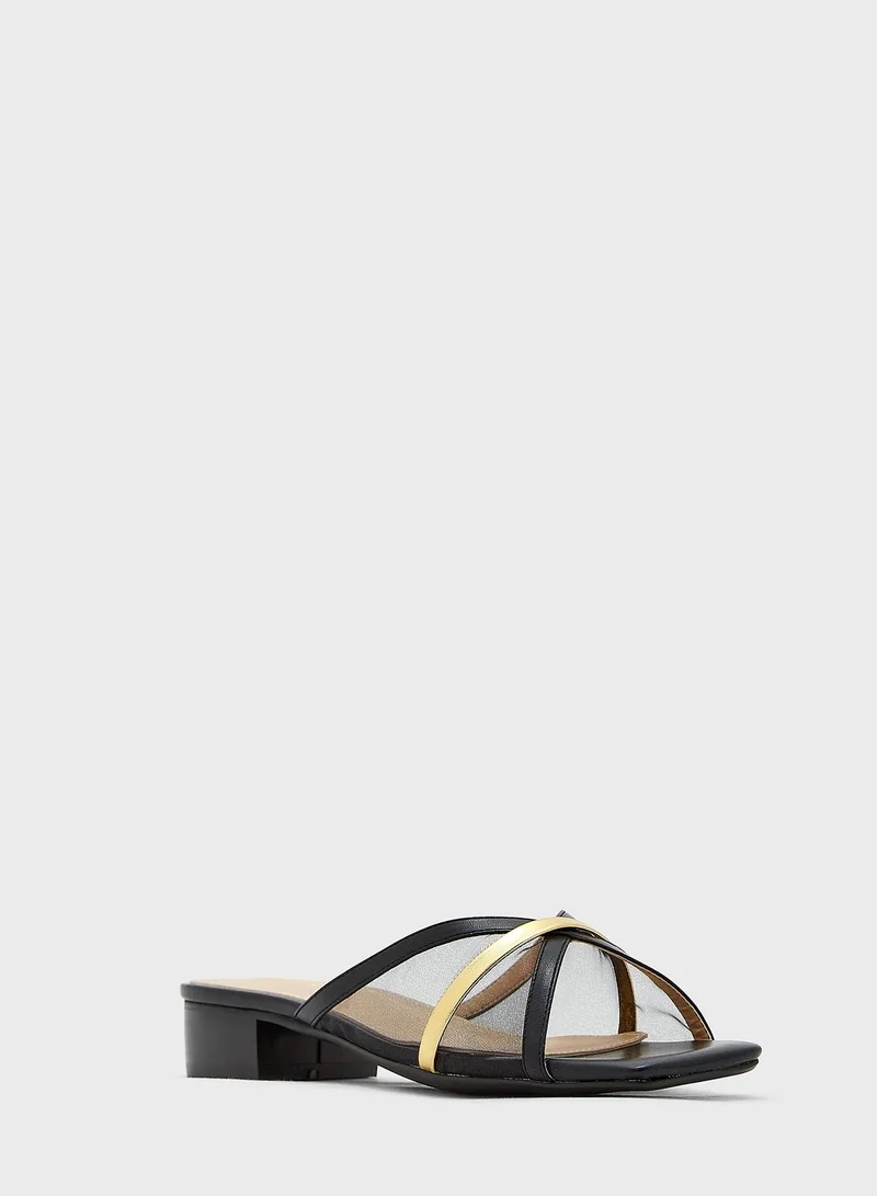Khizana Sheer And Metallic Mule Sandal