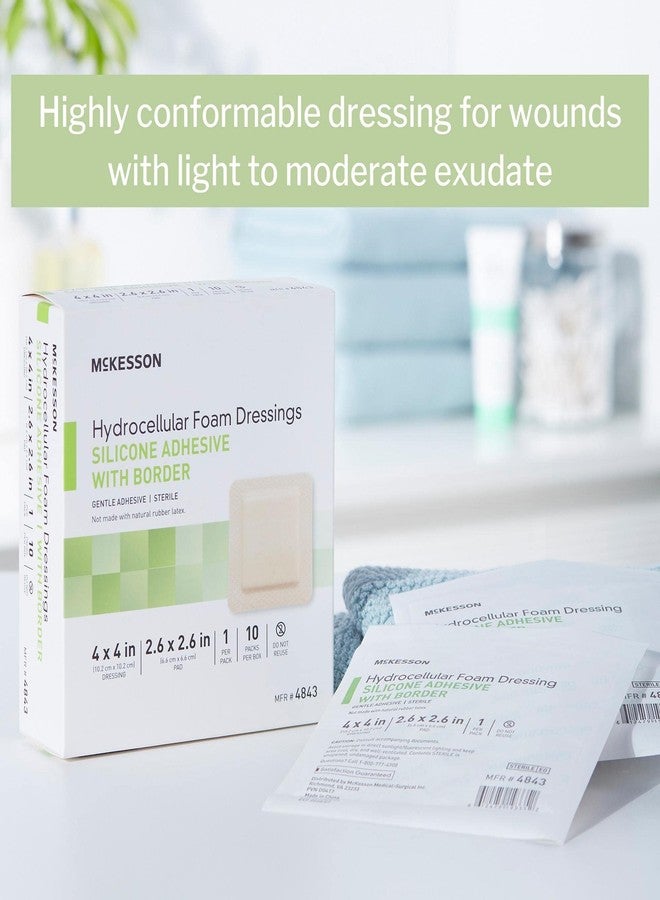 McKesson Hydrocellular Foam Dressings, Sterile, Silicone Adhesive with Border, Dimension 4 in x 4 in, Pad 3 in x 3 in, 10 Count, 1 Pack - Image 2
