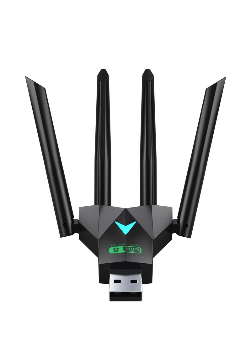 General AC1300 USB WiFi Adapter, Suitable for PC Desktop 2.4G/5G Dual Band 1300M Wireless Network Adapter, WiFi dongle, Supporting Windows 11/10/8.1/8/7/XP/Mac  - Image 1