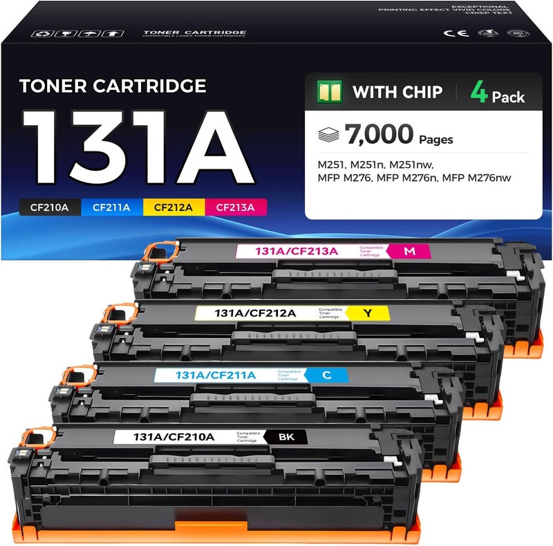 caink 131A Toner Cartridge High Yield - Replacement for HP 131X 131A Toner Cartridge - Compatible with Laserjet Pro 200 Color M251nw M251n MFP M276nw M276n Printer - 4-Pack Black Cyan Magenta Yellow - Image 1