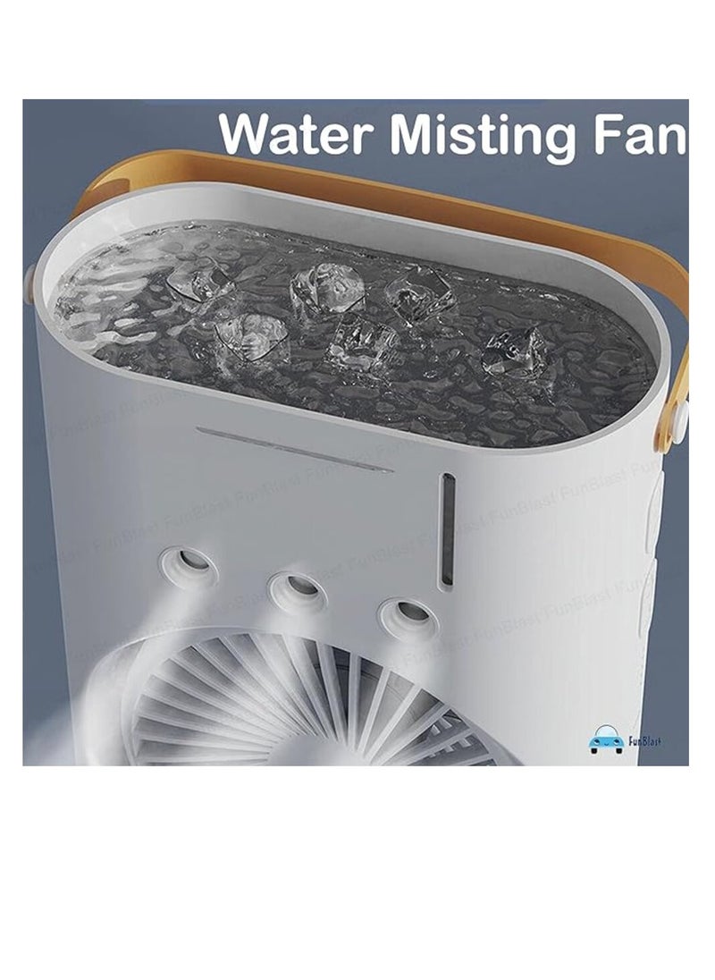 Portable Desk Fan, Dual-Mounted Water Mist Air Cooler with 3 Speed ​​Control and 7 Color Lights, 120° Rotating Portable Air Conditioner, USB Rechargeable for Room, Office and Car Use