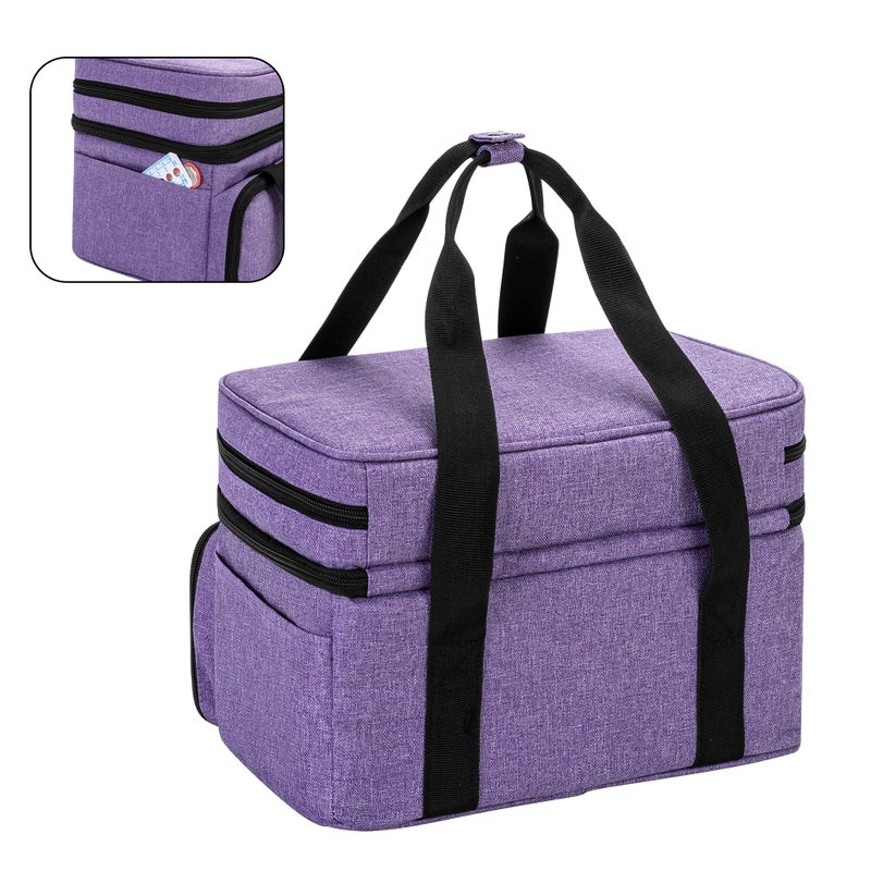 BAFASO Double Layer Sewing Accessories Organizer with 2 Detachable Pouches, Large Sewing Storage Bag for Sewing Tools (Bag ONLY), Purple - Image 5