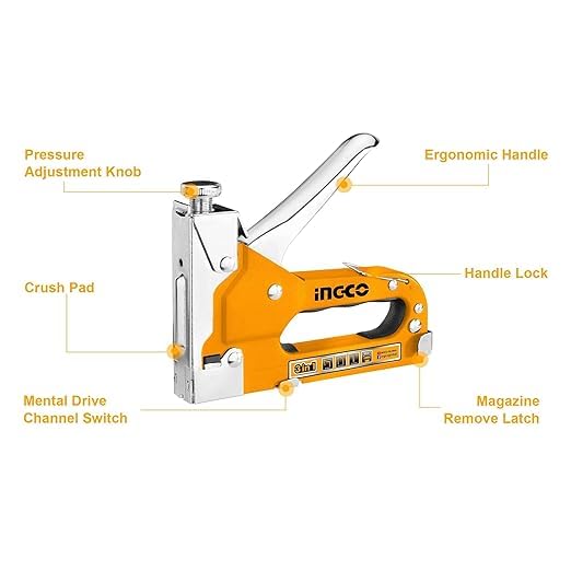INGCO Stapler, 3 in 1 Nail Gun with 600 Staples, for Wood, Furniture - Image 2