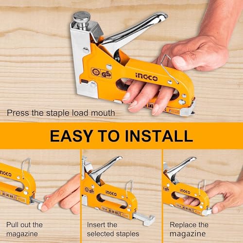 INGCO Stapler, 3 in 1 Nail Gun with 600 Staples, for Wood, Furniture - Image 3