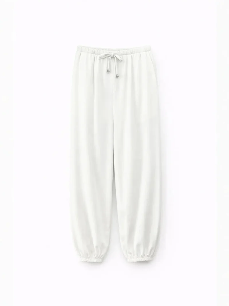 ميكسراي MIXRAY Textured Long Jogger Pants with Drawstring Waist and Pocket