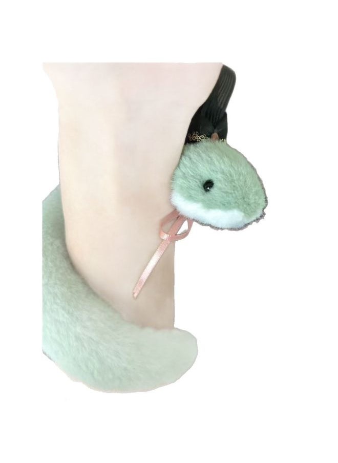 Generic - Yuan Key Code Kite Little Snake Plush Doll Cute Little Snake Small Bamboo Leaf Green As Kite With Hat-Specification:Little Snake + Small Black Crown - Image 1
