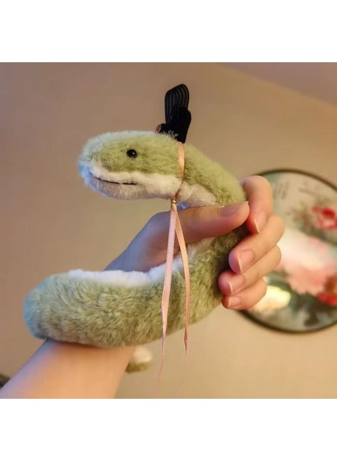 Generic - Yuan Key Code Kite Little Snake Plush Doll Cute Little Snake Small Bamboo Leaf Green As Kite With Hat-Specification:Little Snake + Small Black Crown - Image 1