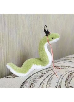 Yuan Key Code Kite Little Snake Plush Doll Cute Little Snake Small Bamboo Leaf Green As Kite With Hat-Specification:Little Snake + Small Black Crown