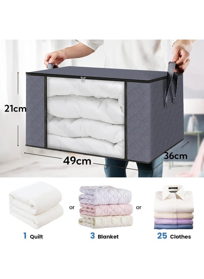 HQ-GAMING - Storage Bag Large Capacity Sized Bags Clothes Storage Organizers Closet Storage Bag with Reinforced Handle for Comforters, Blankets, Bedding, Foldable with Double Zipper, Clear Window, 3Pcs (Green) - Image 1