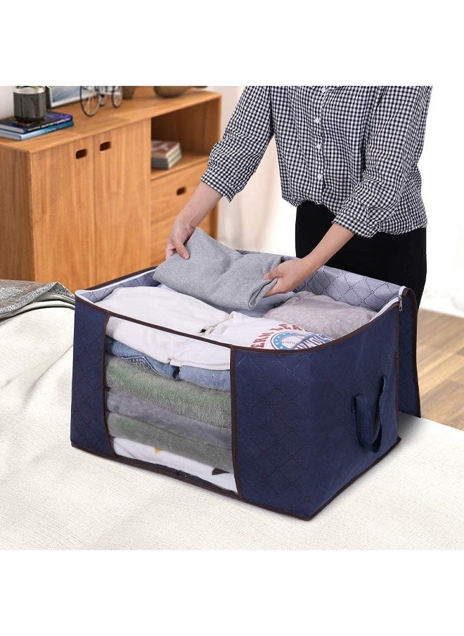 HQ-GAMING - Storage Bag Large Capacity Sized Bags Clothes Storage Organizers Closet Storage Bag with Reinforced Handle for Comforters, Blankets, Bedding, Foldable with Double Zipper, Clear Window, 3Pcs (Green) - Image 1